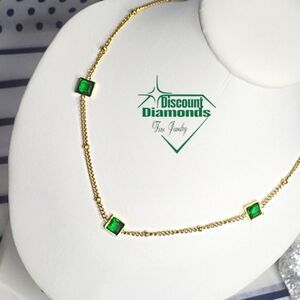 Choker / Necklace 18K Yellow Gold on Titanium - Green Crystal